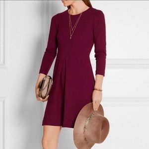 Madewell Gia Fit & Flare burgundy long sleeve Dress